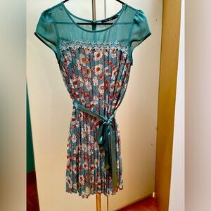 Aqua and rust floral mini dress from ModCloth